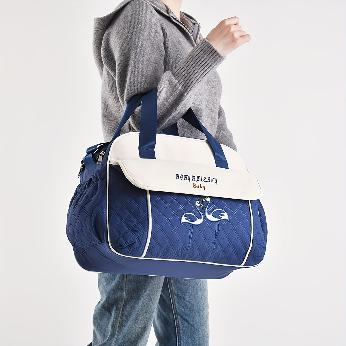 Sac à langer bandoulière matelassé, tapis inclus, 5 coloris