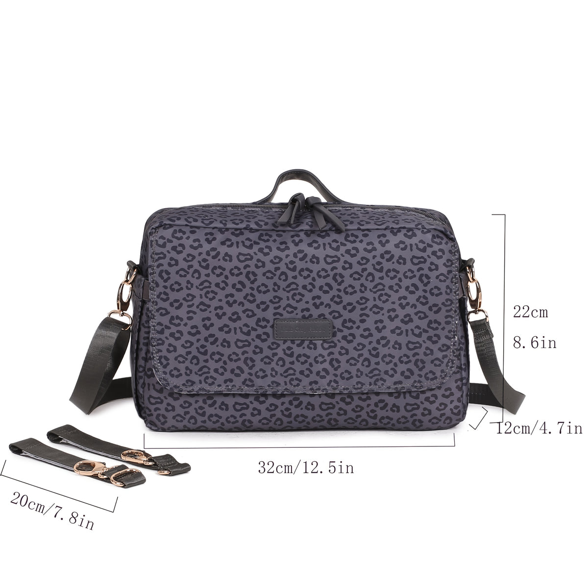 Sac à langer bandoulière imprimé léopard, 2 motifs