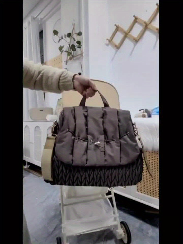 Sac à langer cabas matelassé, pochette assortie, 7 coloris