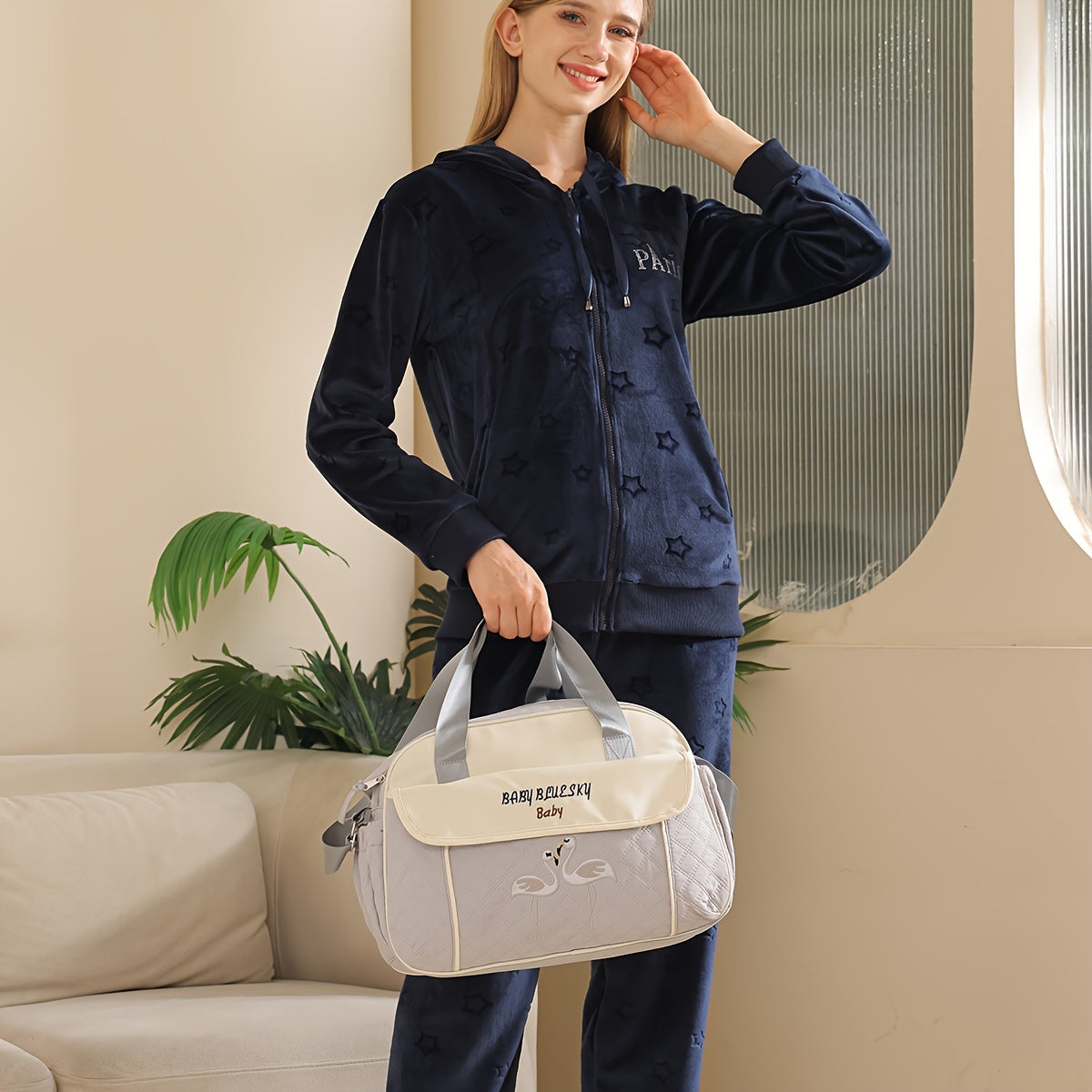 Sac à langer bandoulière matelassé, tapis inclus, 5 coloris