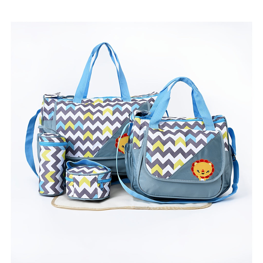 Ensemble sac à langer 5 pièces, motifs animaux, 7 coloris
