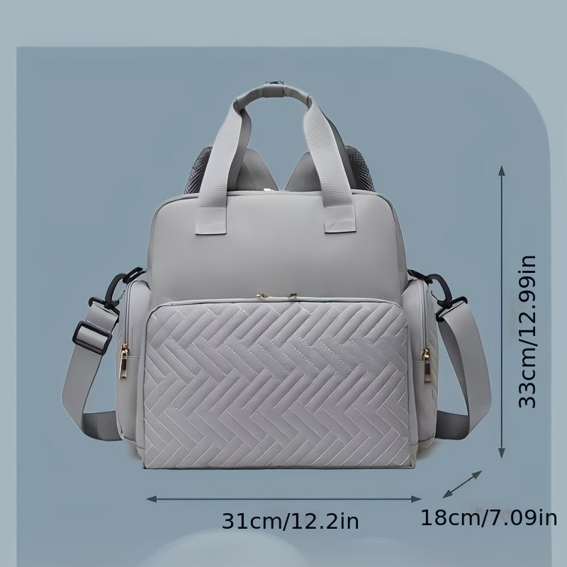 Sac à langer matelassé chevrons, passant de valise, 3 coloris