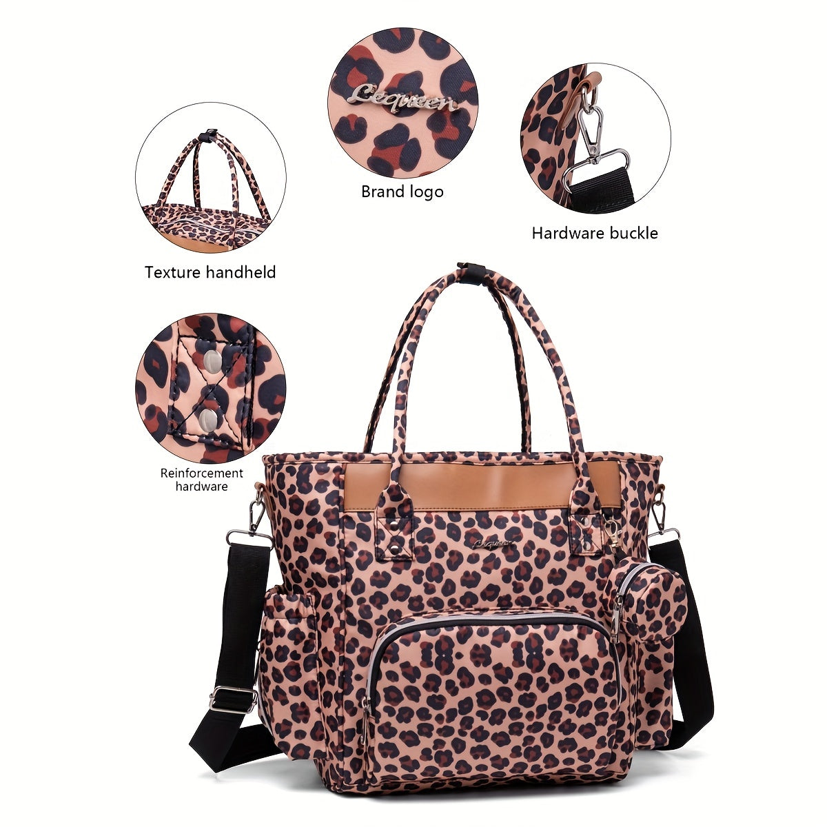 Sac à langer cabas imprimé, poche isotherme, 4 motifs