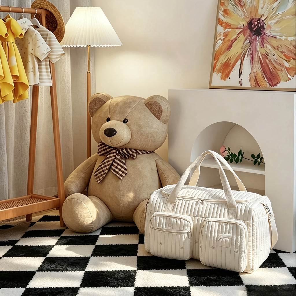 Sac à langer polochon matelassé rayé, 48 x 28 cm, 2 modèles