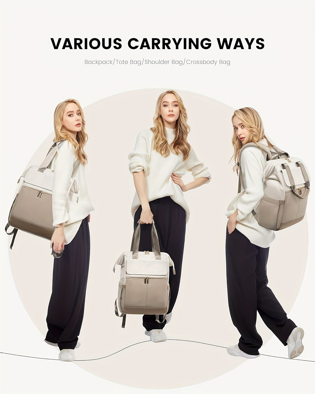 Sac à langer à dos convertible, pochette incluse, 7 coloris