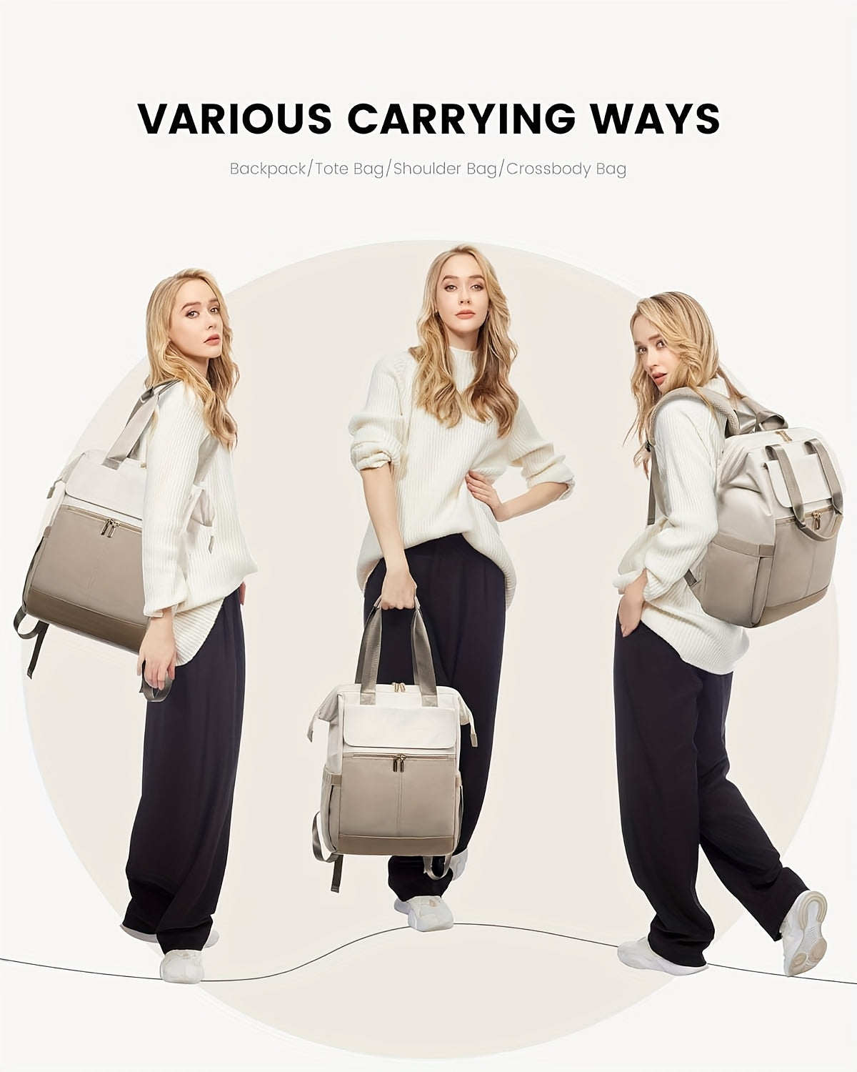 Sac à langer à dos convertible, pochette incluse, 7 coloris