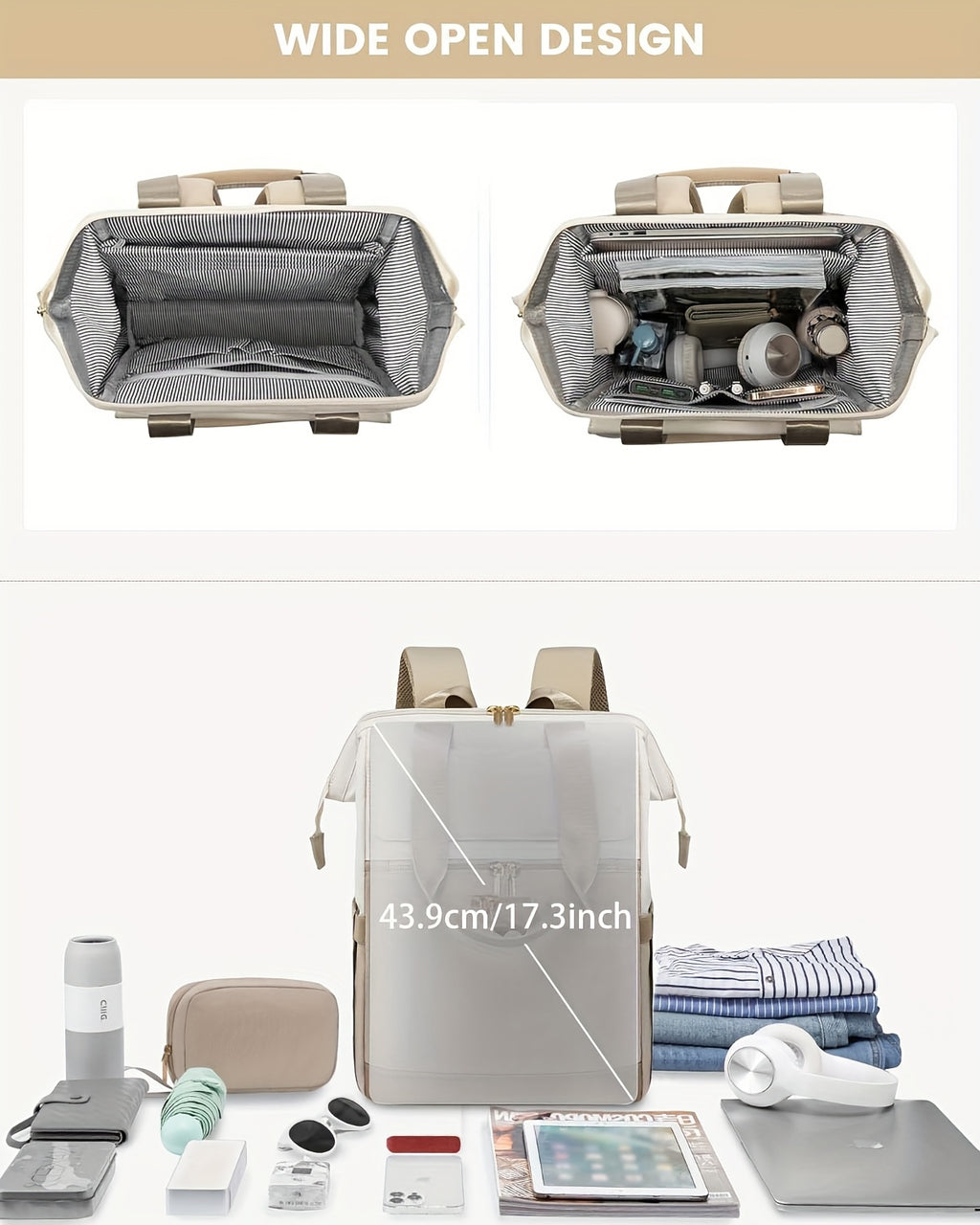 Sac à langer à dos convertible, pochette incluse, 7 coloris