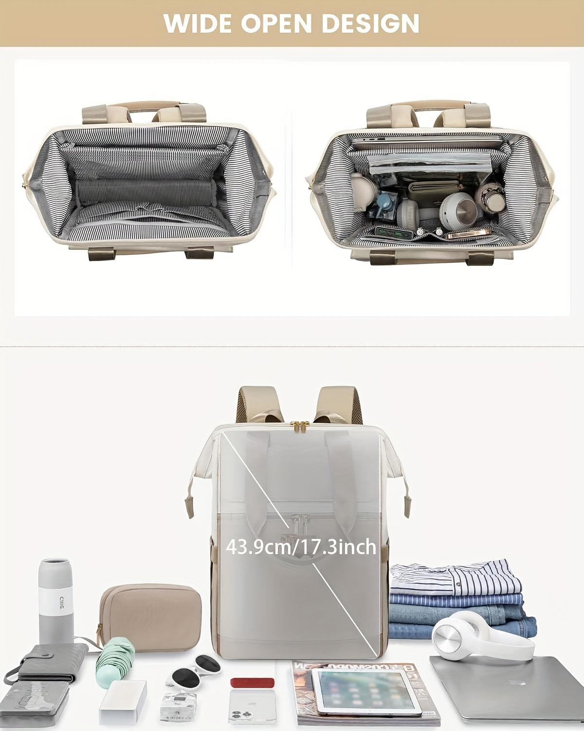 Sac à langer à dos convertible, pochette incluse, 7 coloris