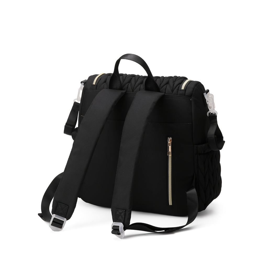 Sac à dos à langer matelassé torsadé, bretelles amovibles, 4 coloris