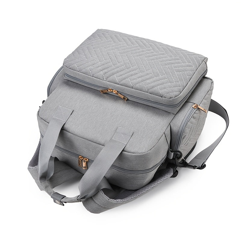 Sac à langer matelassé chevrons, passant de valise, 3 coloris