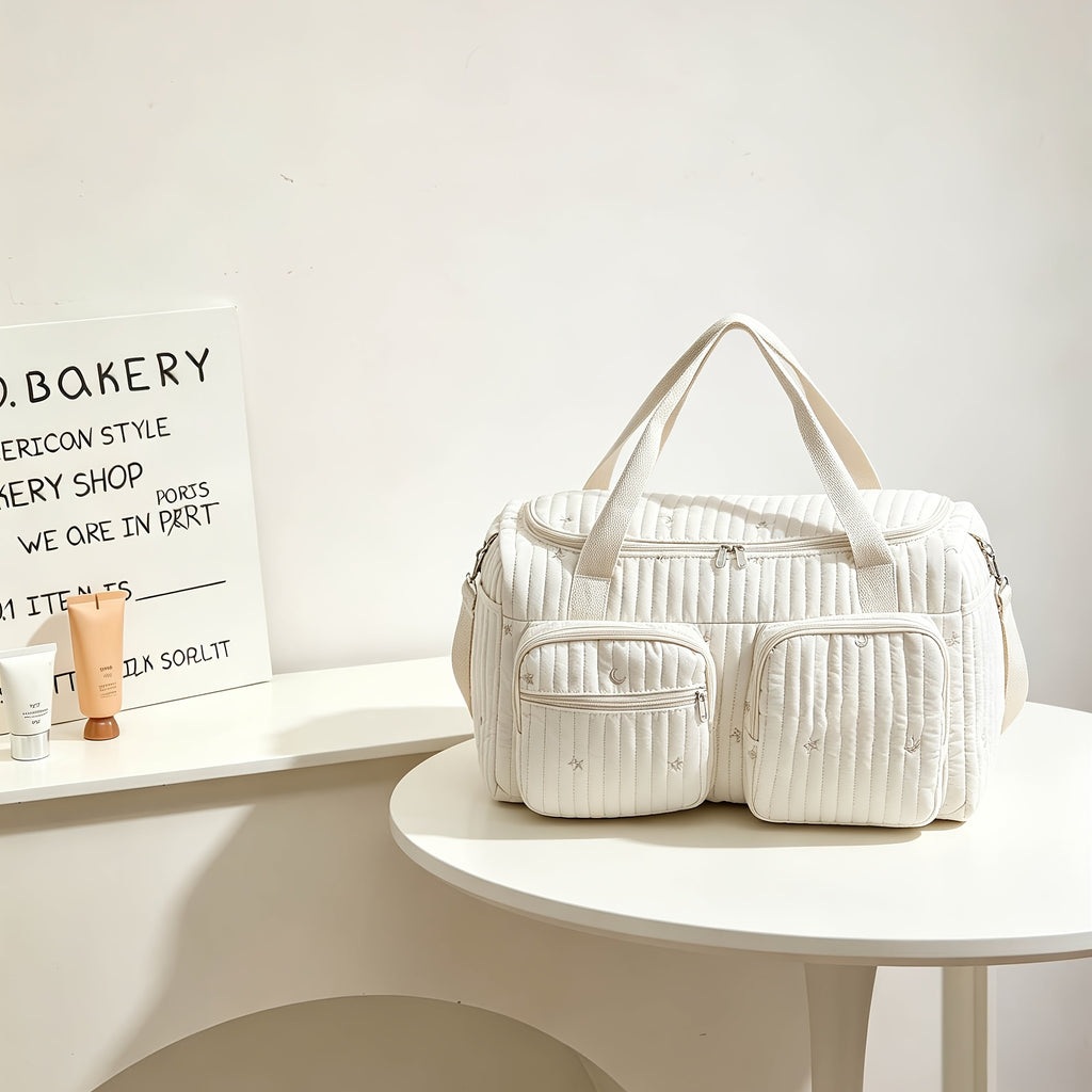 Sac à langer polochon matelassé rayé, 48 x 28 cm, 2 modèles