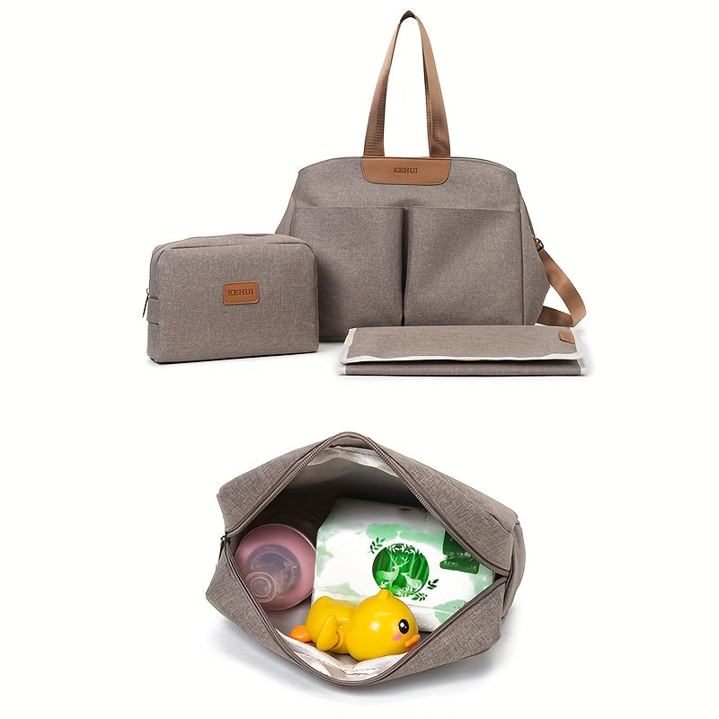 Sac à langer cabas, ensemble 3 pièces, taupe