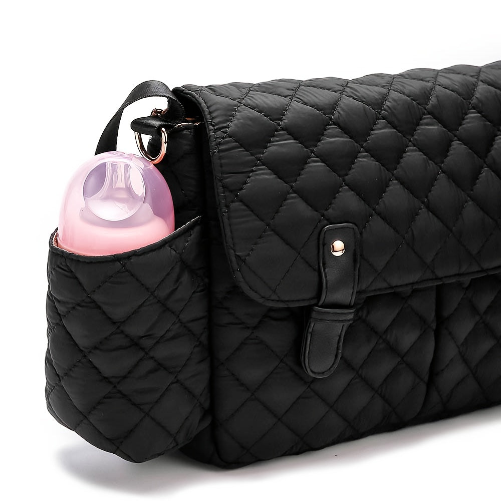 Sac à langer bandoulière matelassé à carreaux, 3 motifs