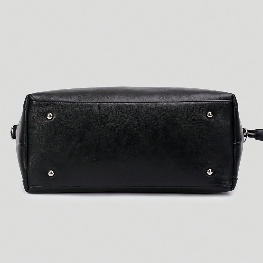 Sac à langer cabas en simili cuir, tapis inclus, noir