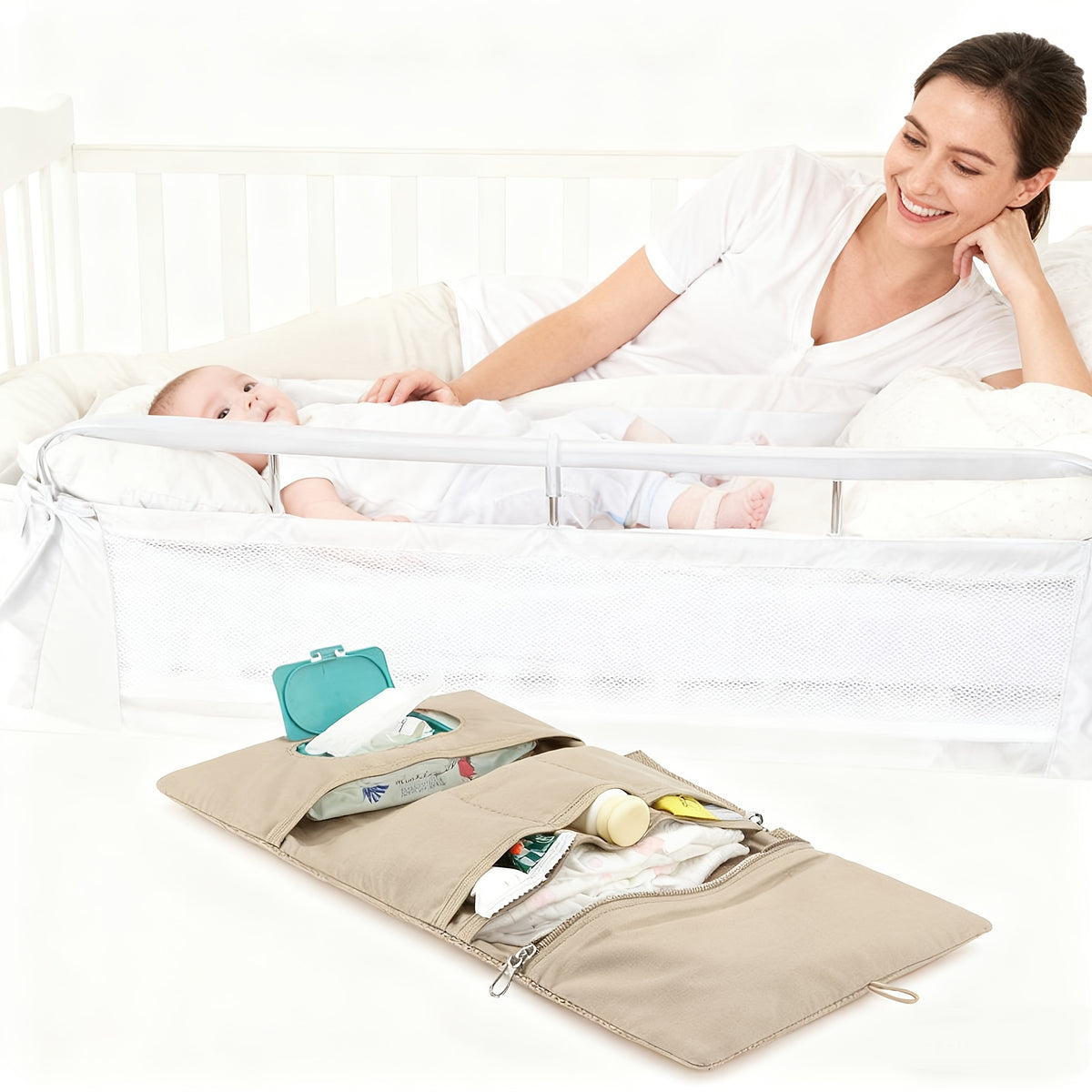 Pochette à langer matelassée, ourson brodé, 6 coloris