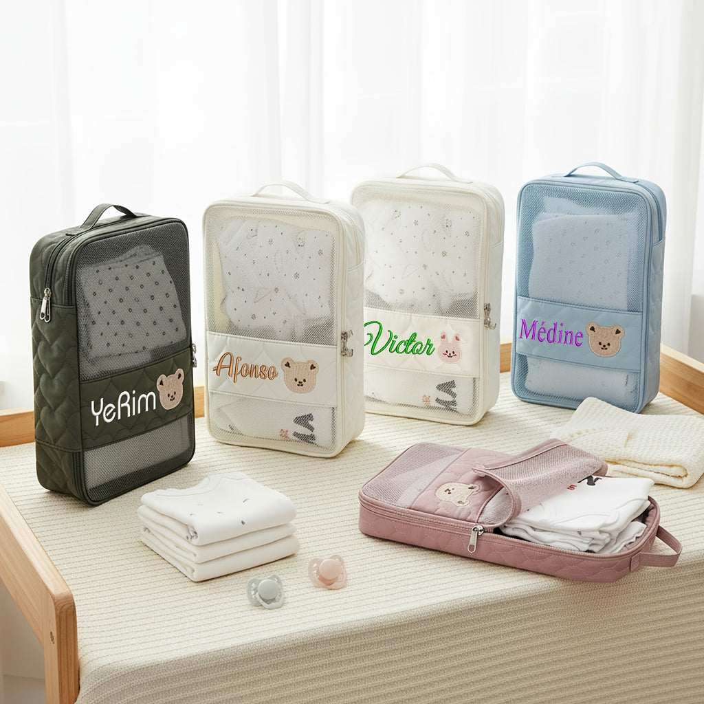 Pochette organisatrice de voyage, motif ours, 4 coloris