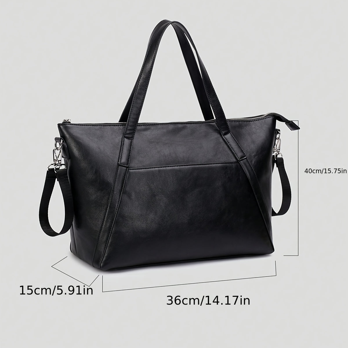 Sac à langer cabas en simili cuir, tapis inclus, noir