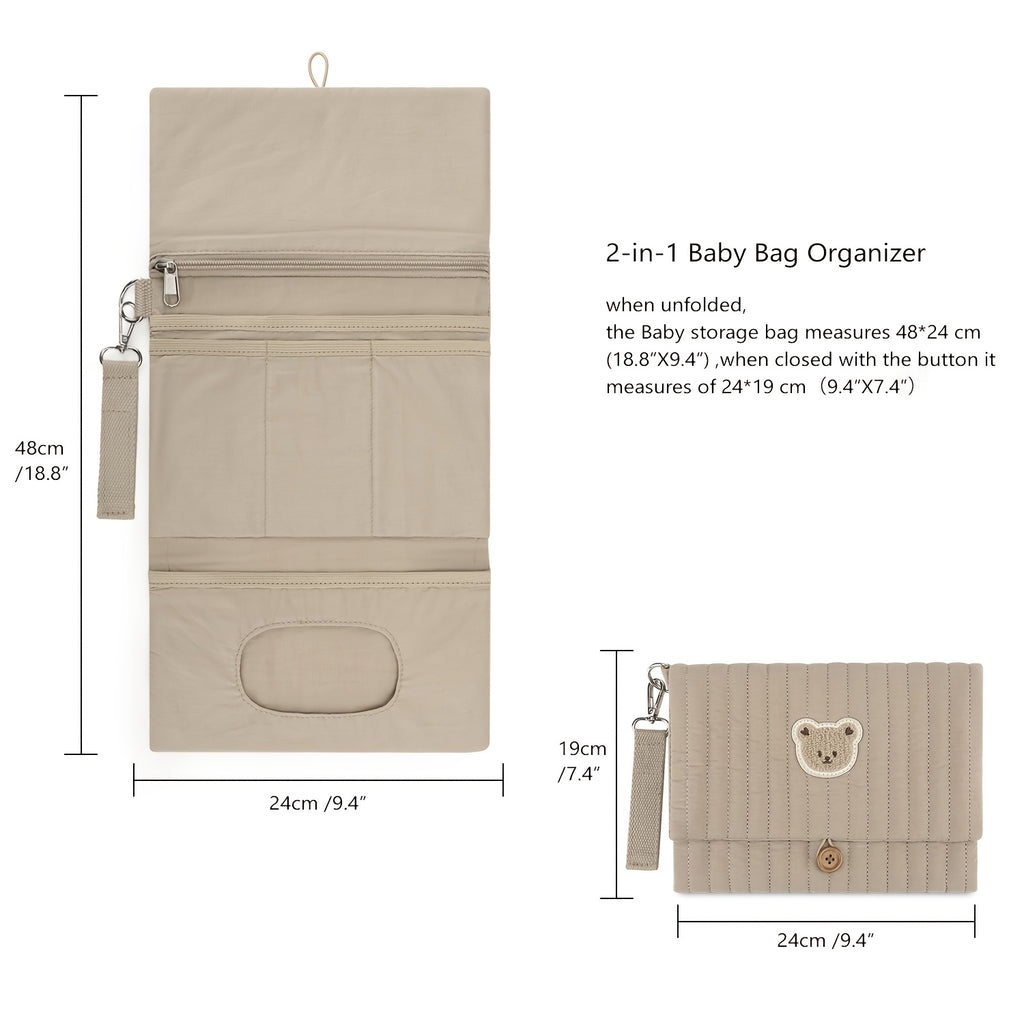 Pochette à langer matelassée, ourson brodé, 6 coloris