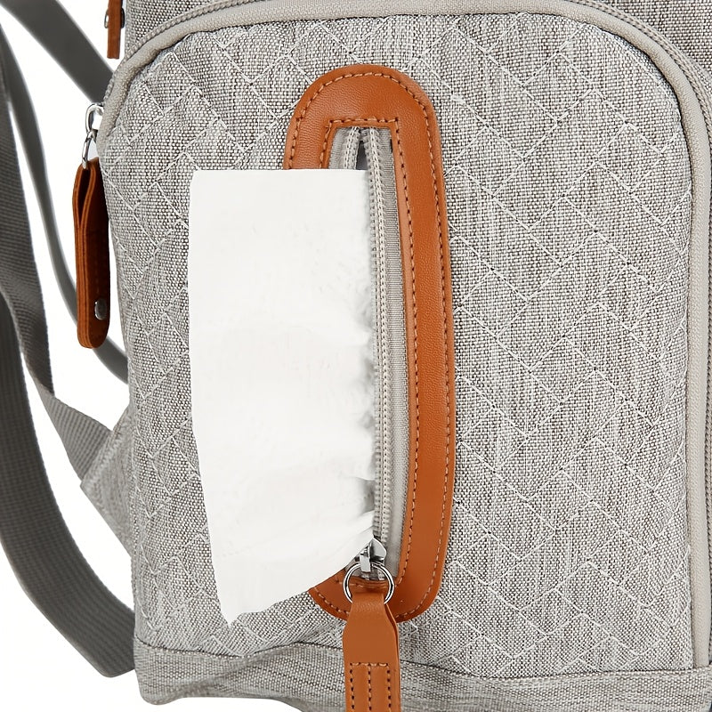 Sac à dos à langer matelassé, passant de valise, 4 coloris